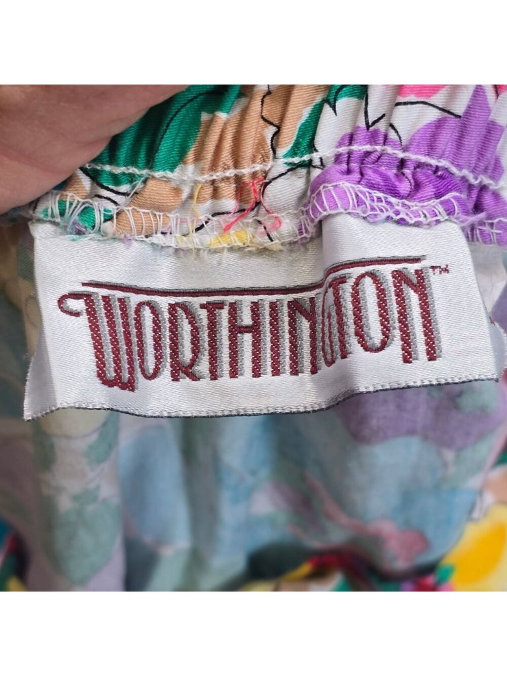 Vintage Worthington Floral A-Line Midi Skirt 22W 100% Cotton Vibrant Pockets USA - Picture 2 of 4